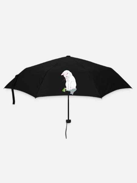 weiße Katze trifft Frosch - Regenschirm (klein) - Schwarz