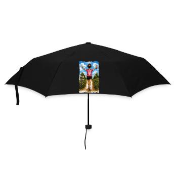 Laufen. Lachen. Leben. - Läuferin Motiv - Regenschirm (klein) - Schwarz - Vorne