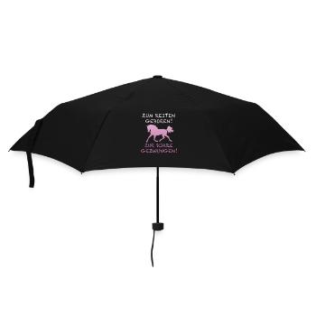 Zum Reiten Geboren Zur Schule Gezwungen Pferdefan - Regenschirm (klein) - Schwarz - Vorne