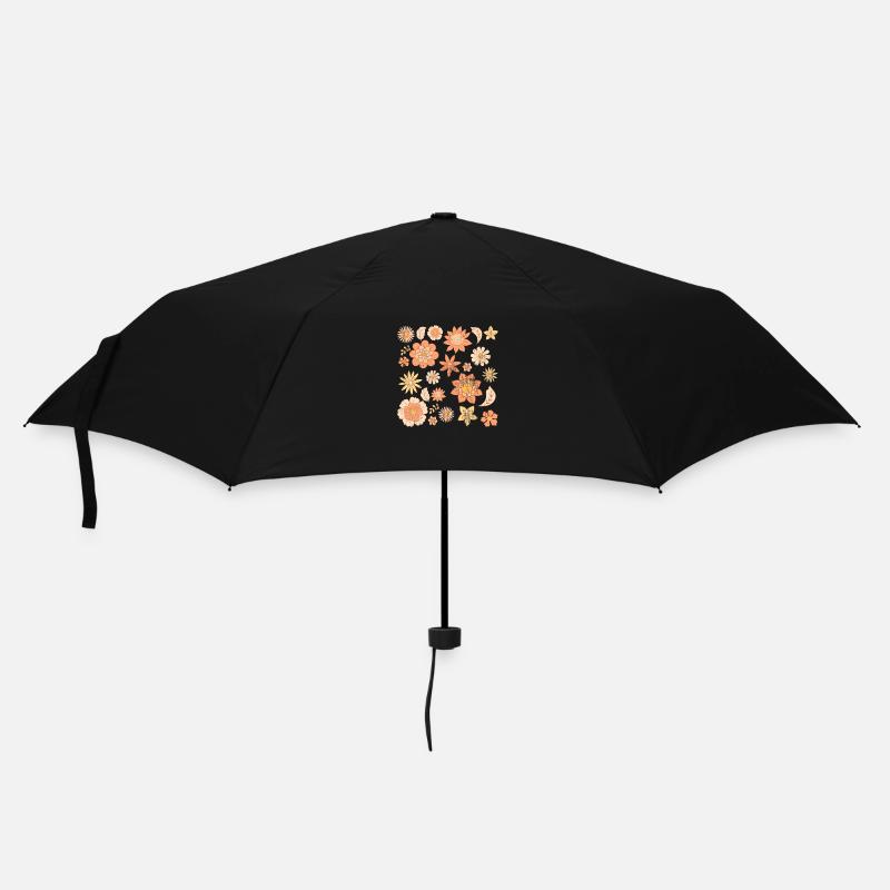 Cute Retro Flowers Pattern - Umbrella (small) - black