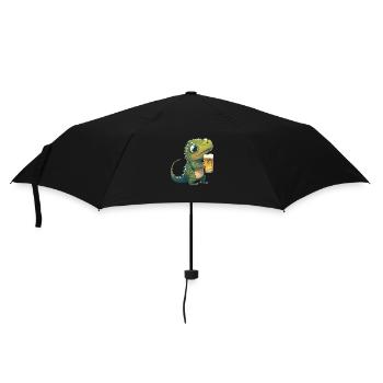 Cute dinosaur enjoying a glass of beer - Umbrella (small) - black - Front