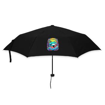 Hai & Sonnenuntergang - Regenschirm (klein) - Schwarz - Vorne