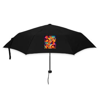 Abstraktes Design mit Muster aus Formen und Farben - Regenschirm (klein) - Schwarz - Vorne