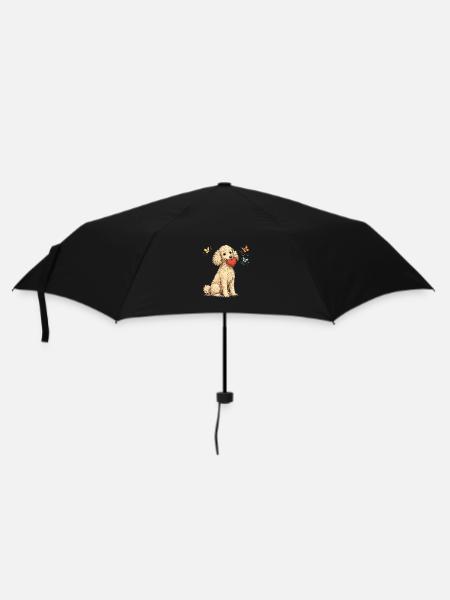 Poodle with heart and butterflies - Umbrella (small) - black