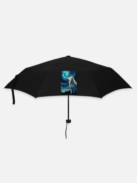 Wolf - Regenschirm (klein) - Schwarz