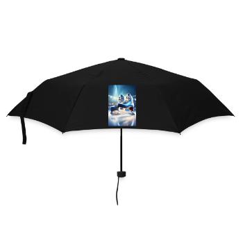 Blaue Schlittschuhe - Regenschirm (klein) - Schwarz - Vorne