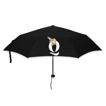 Buchstabe Q Blumen - Regenschirm (klein) - Schwarz - Vorne