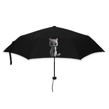 Grey cat free - Umbrella (small) - black - Front
