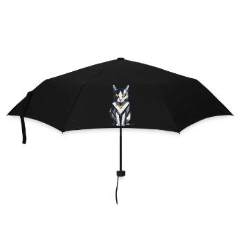 Minimalistische Katze - Regenschirm (klein) - Schwarz - Vorne
