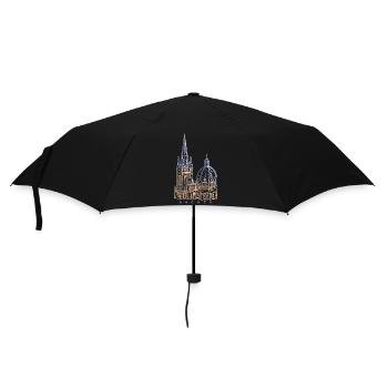 Aachen Cathedral, hand-drawn - Umbrella (small) - black - Front