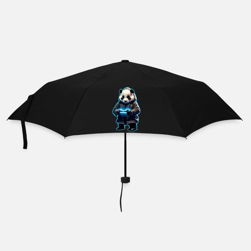 Panda Gamer - Regenschirm (klein) - Schwarz