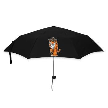 Tiger Pirat Holzbein Augenklappe - Regenschirm (klein) - Schwarz - Vorne