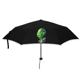 Alien Portrait: Intriguing face from an attached - Umbrella (small) - black - Front