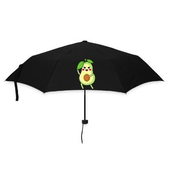 Süße Avocado mit Blatt winkt dir zu - Regenschirm (klein) - Schwarz - Vorne