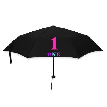 Eins-1-jähriges Jubiläum - Regenschirm (klein) - Schwarz - Vorne