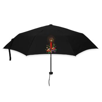 bright red christmas candle for christmas - Umbrella (small) - black - Front