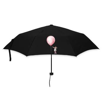 Fille avec cadeau de ballon - Parapluie standard - noir - Devant