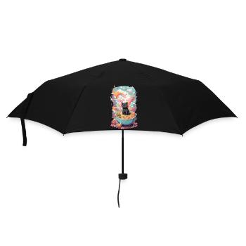 Magische Ramen Kawaii Katze Japan Manga - Regenschirm (klein) - Schwarz - Vorne