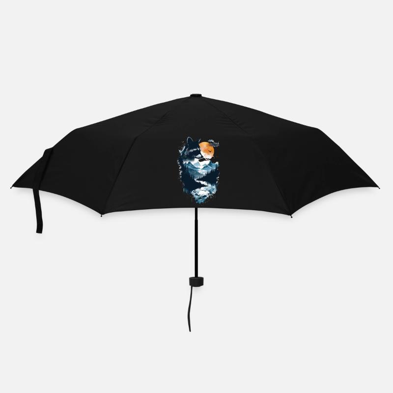 Waschbär - Regenschirm (klein) - Schwarz