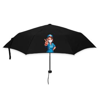Lustige Krankenschwester mit Humor - Regenschirm (klein) - Schwarz - Vorne