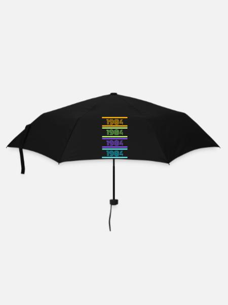 1984 Retro Streifen - Regenschirm (klein) - Schwarz