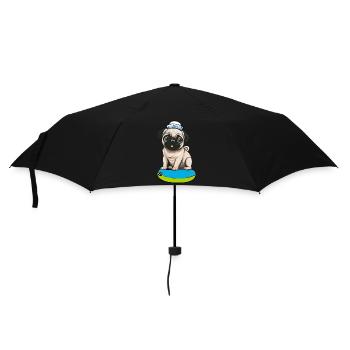 Mops Hund Hunde Seemann Matrose Moin Kinder Kind - Regenschirm (klein) - Schwarz - Vorne
