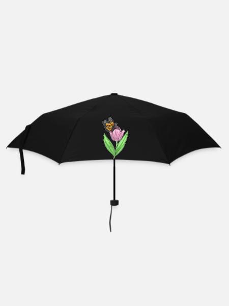 Schmetterling Tulpe - Regenschirm (klein) - Schwarz