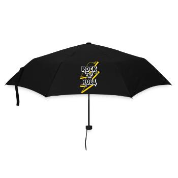 Rock'n'Roll Text Logo mit Blitz - Regenschirm (klein) - Schwarz - Vorne