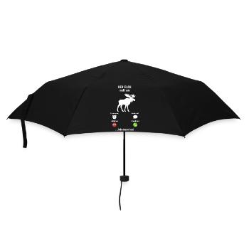 Der Elch ruft an - ich muss los - Spruch - Regenschirm (klein) - Schwarz - Vorne