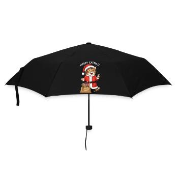 Cat Christmas Merry Catmas Santa Funny Cute - Umbrella (small) - black - Front
