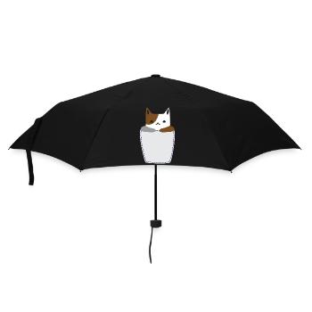Brusttasche mit Katze - Regenschirm (klein) - Schwarz - Vorne