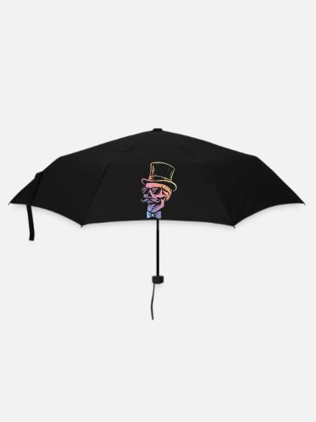 Totenkopf Zylinder Sonnenbrille Regenbogen - Regenschirm (klein) - Schwarz