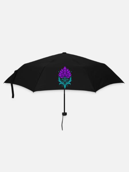 Distel mit Pentagramm - Spirituelles Symbol - Regenschirm (klein) - Schwarz