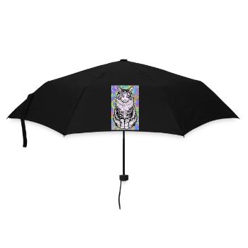 Katze - Regenschirm (klein) - Schwarz - Vorne