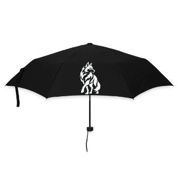 Wolfs Silhouette in Kontrast - Regenschirm (klein) - Schwarz - Vorne