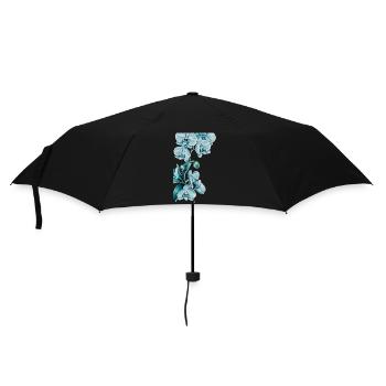 Blau Orchideen Druck - Regenschirm (klein) - Schwarz - Vorne