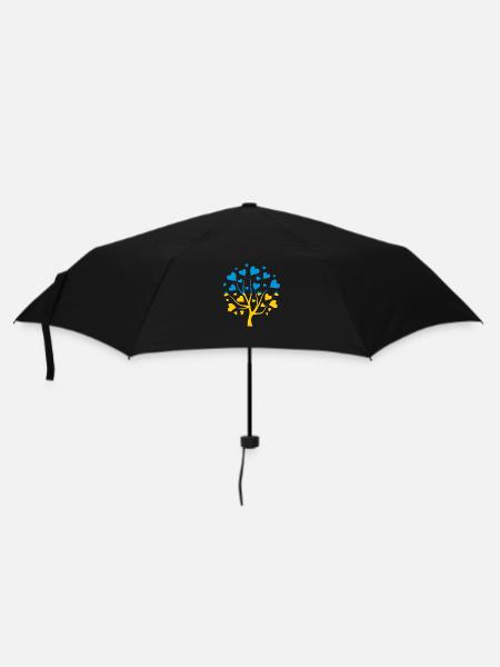 Ukrainische Flagge in Form eines Baumes der Liebe - Regenschirm (klein) - Schwarz