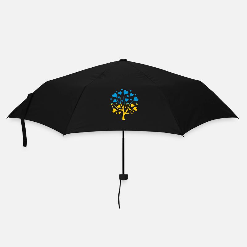 Ukrainische Flagge in Form eines Baumes der Liebe - Regenschirm (klein) - Schwarz