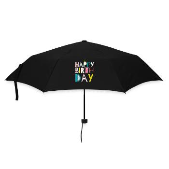Geburtstag - Regenschirm (klein) - Schwarz - Vorne