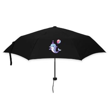 Delfin Geburtstag Comic - Regenschirm (klein) - Schwarz - Vorne