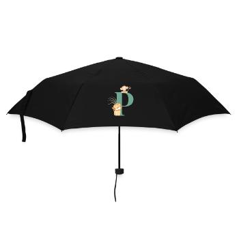 Lettre p vert animaux jungle - Parapluie standard - noir - Devant