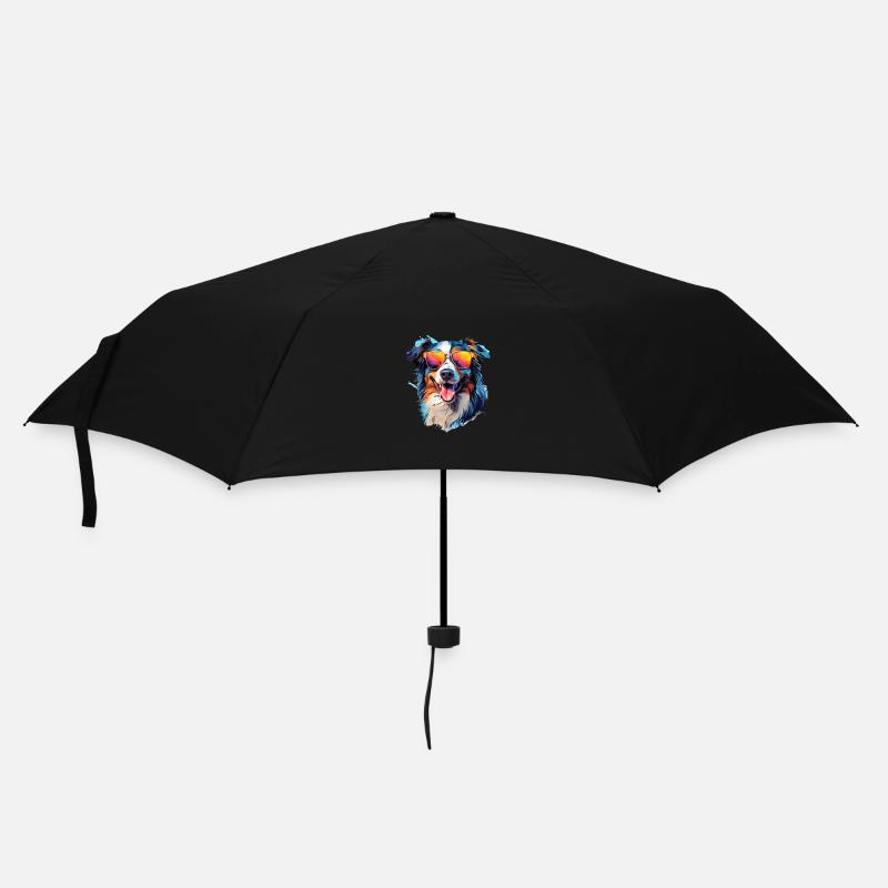 Austrailianischer Schäferhund mit Sonnenbrille - Regenschirm (klein) - Schwarz