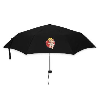 Süßer Amor Cartoon Valentinstag Liebe für - Regenschirm (klein) - Schwarz - Vorne