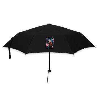 Faultier Niedliches Tier Floraler Nachthimmel - Regenschirm (klein) - Schwarz - Vorne