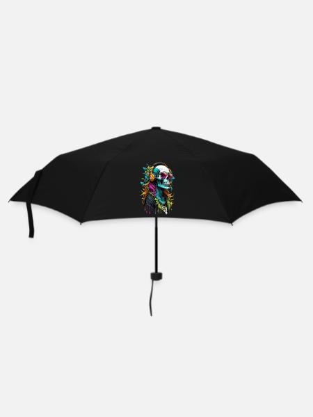 Hippie DJ Skull - Umbrella (small) - black