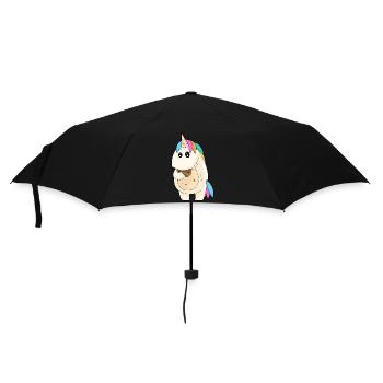 Einhorn Cookie essen süß mollig Geschenk - Regenschirm (klein) - Schwarz - Vorne