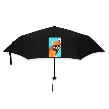 Cooler roter Panda mit Sonnenbrille Comic Zeichnung Sommer - Regenschirm (klein) - Schwarz - Vorne