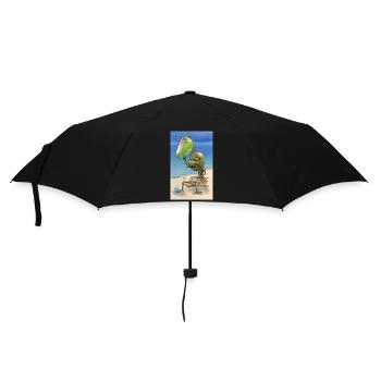 Crazy Comic Alien sur une plage avec un espace cocotier - Parapluie standard - noir - Devant
