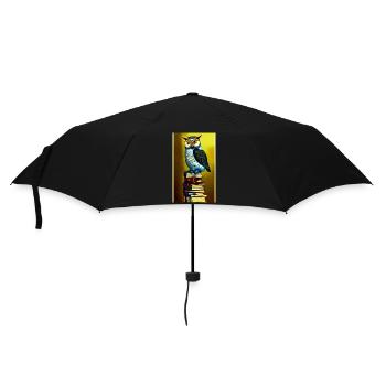 Comic Cartoon Cute Book Owl Owl Book Stack - Umbrella (small) - black - Front