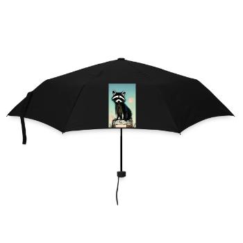 Comic Cartoon of a North American racoon - Umbrella (small) - black - Front